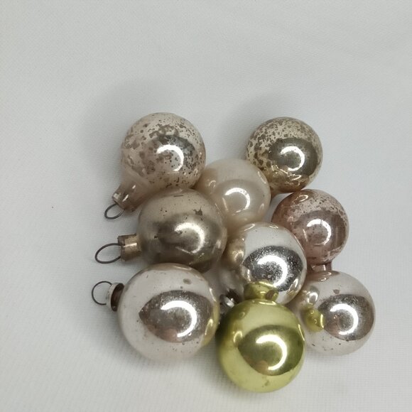 MCM Christmas Ornament Set Of 9 Feather Tree Glass Round Shiny Brite 1950s - Picture 5 of 7